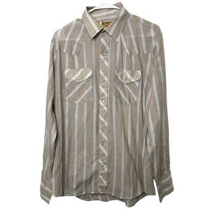 Authentic Western Youngblood Men's Shirt Size‎ Large Perma Press Snap Pearl